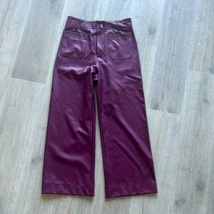 The Colette Cropped Wide Legged Pant by Maeve: Faux Leather Edition